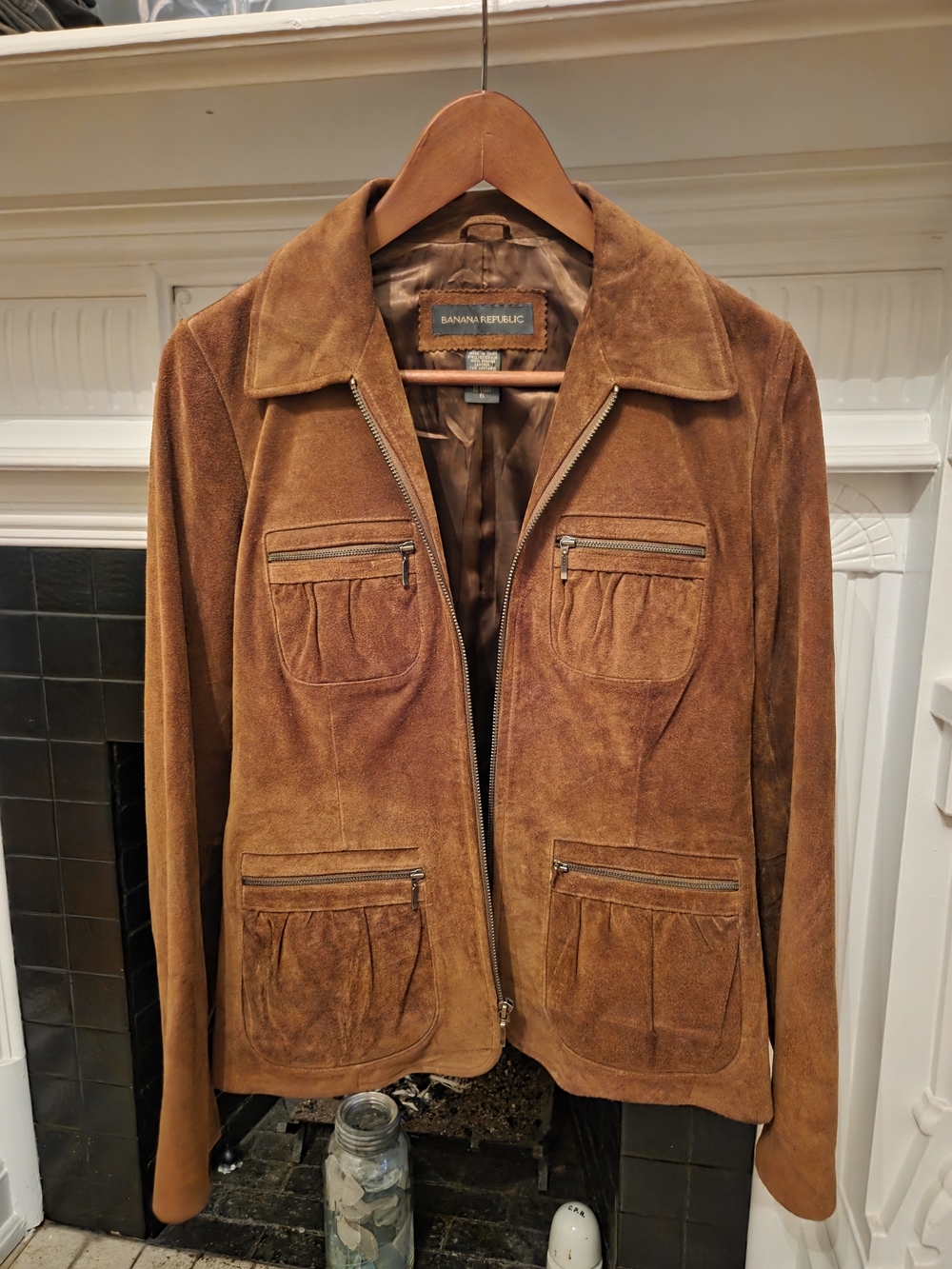 BRepublic suede leather jacket Sz 6 Camel Brown '90's